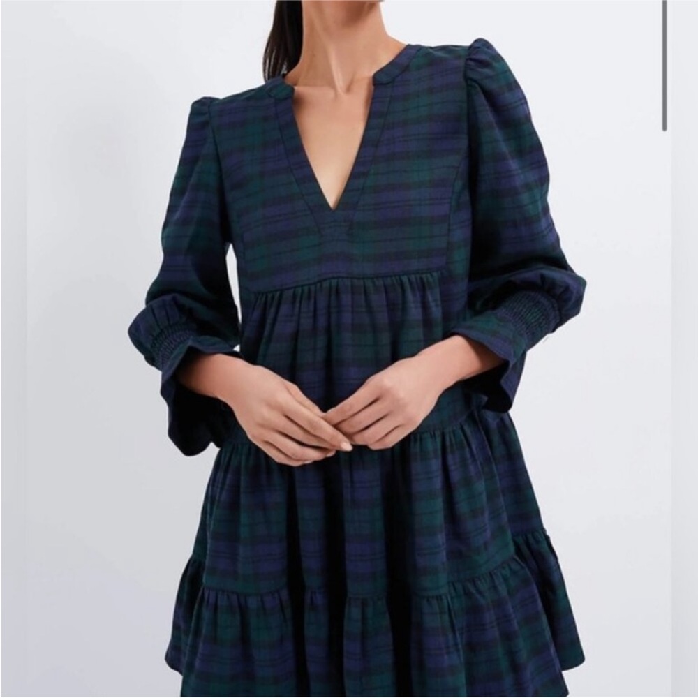 Tuckernuck Pomander Place Kenzo Mini Dress in Blue & Green Check
